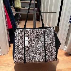 NWT Anthropologie Leopard neoprene Totebag with wristlet